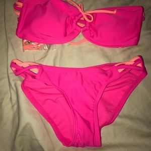 Strappy Bikini Bandeau Top and Bottom